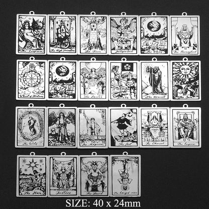 Ensemble de 22 Charmes de Pendentifs Tarot en Acier Inoxydable pour Création de Bijoux