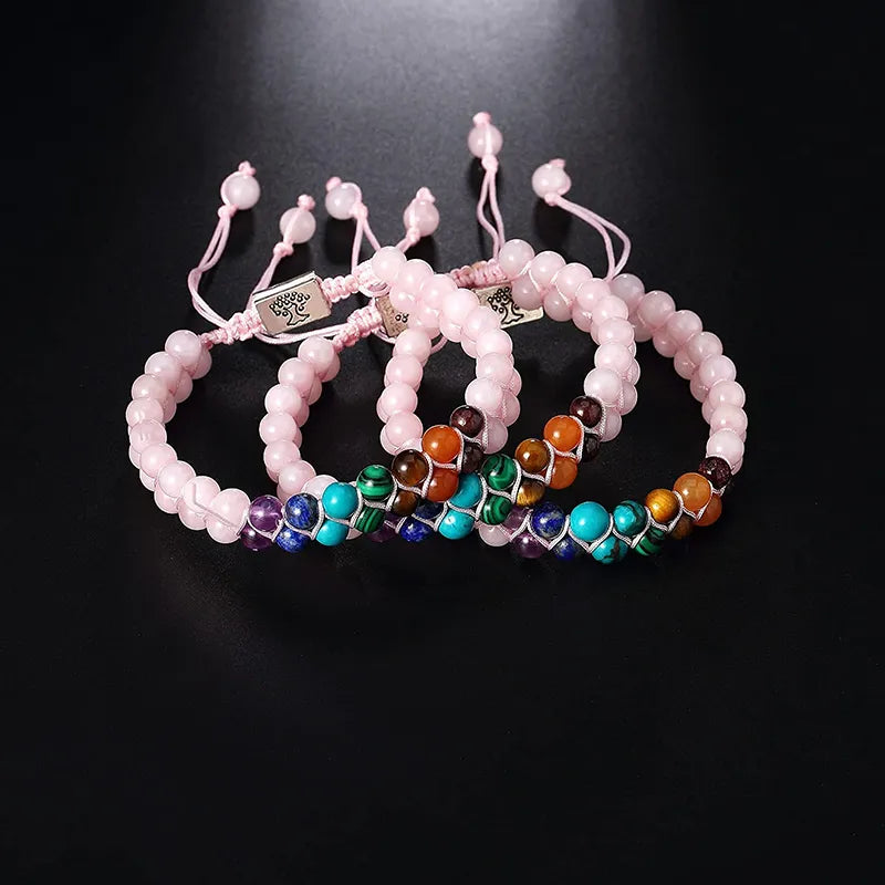 Bracelet de Méditation en Perles de Pierre de 7 Chakras - Bijou en Cristal de Guérison Double Couche pour Équilibrer les Énergies Naturelles