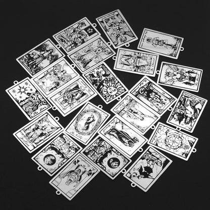 Ensemble de 22 Charmes de Pendentifs Tarot en Acier Inoxydable pour Création de Bijoux