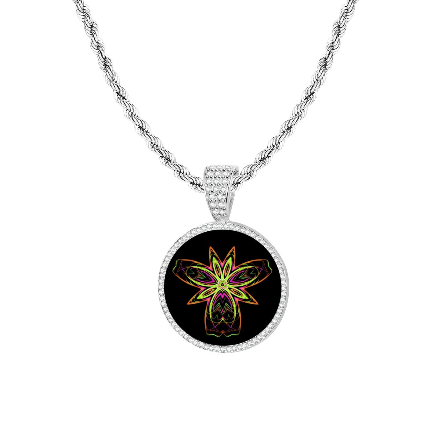 Collier avec un pendentif mandala des 9 fréquences sacrées plaqué or 18 carats en acier inoxydable