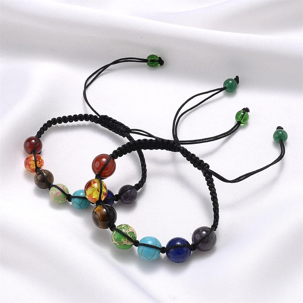 Bracelet Équilibrant en Pierres Naturelles avec Perles de Chakra - Cadeau de Méditation