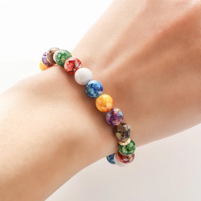 Bracelet de Guérison 7 Chakras en Pierres avec Perles d'Énergie et Pierre Volcanique pour Équilibre et Perte de Poids - Bijou Unisexe