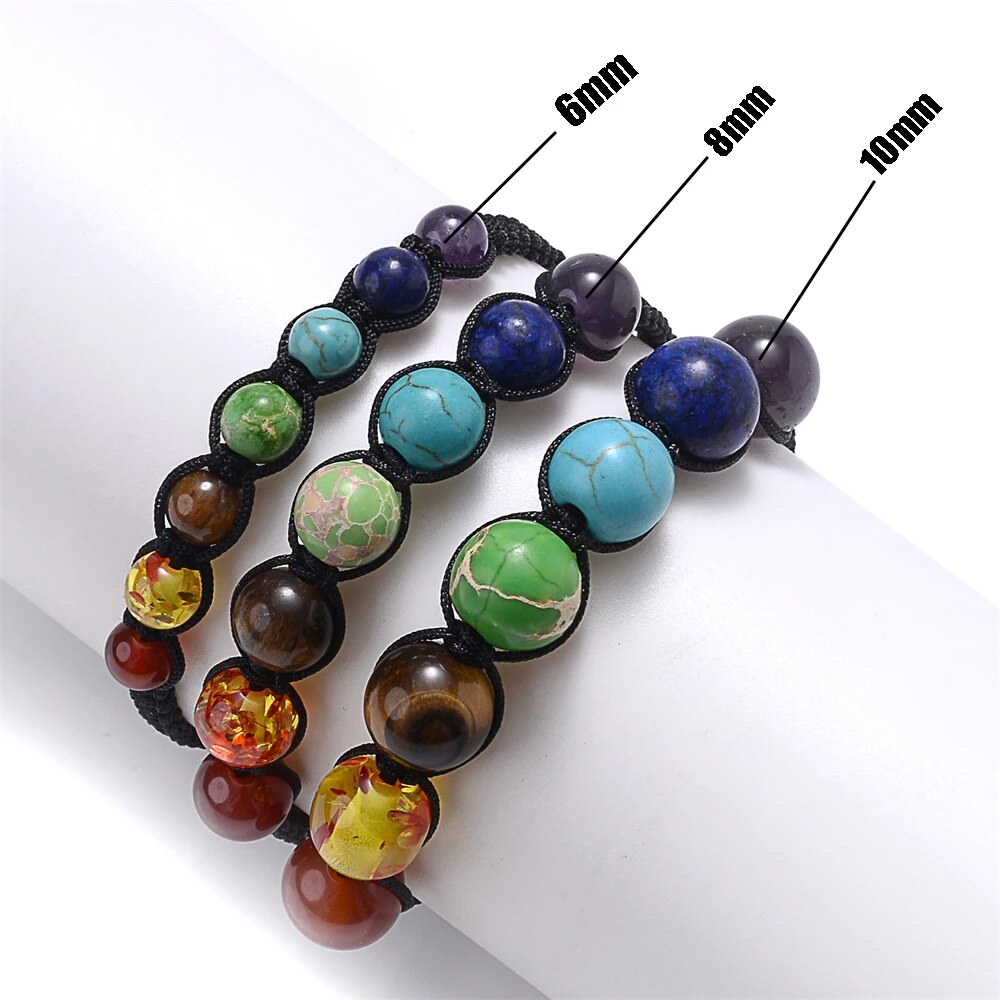 Bracelet Équilibrant en Pierres Naturelles avec Perles de Chakra - Cadeau de Méditation