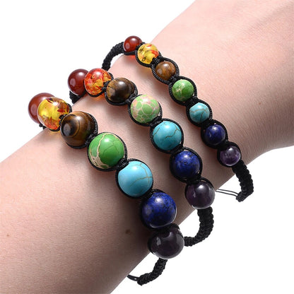 Bracelet Équilibrant en Pierres Naturelles avec Perles de Chakra - Cadeau de Méditation