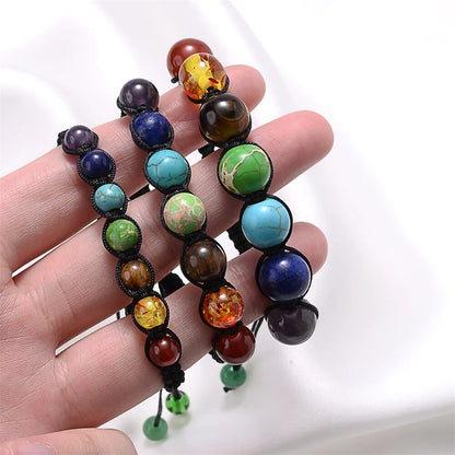 Bracelet Équilibrant en Pierres Naturelles avec Perles de Chakra - Cadeau de Méditation